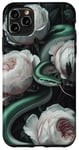 iPhone 11 Pro Max Green Snakes and White Roses Gothic Pattern Case