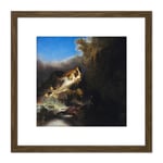 Rembrandt The Rape Of Proserpine 8X8 Inch Square Wooden Framed Wall Art Print Picture with Mount