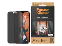 Panzerglass - Skärmskydd För Mobiltelefon - Ultrabred Passning - Glas - Med Sekretessfilter - Ramfärg Svart - För Apple Iphone 15 Plus