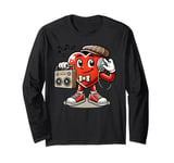 Dabbing Heart Funny Valentine Mens Kids Retro Valentines Day Long Sleeve T-Shirt