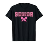 Senior 2025 Coquette Pink Bow Class of First Day Of School T-Shirt