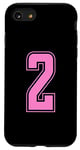 Coque pour iPhone SE (2020) / 7 / 8 Rose Pink Numéro 2 Équipe Junior Sports Uniforme Numéroté