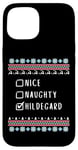 iPhone 15 Nice, Naughty, Hildegard Christmas Ugly Sweater Style Case