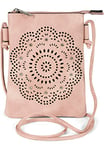 styleBREAKER Mini sac à bandoulière pour femme avec motif découpé au laser et strass, Pochette pour téléphone portable, sac à main 02012367, couleur:Vieux rose