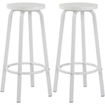 Lot de 2 Tabourets de Bar-Bistrot WOLTU - Siège en MDF - Structure en métal - Tabouret de cuisine - 30 x 30 x 72 cm - Blanc