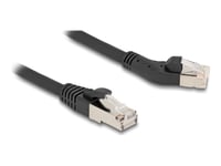 Delock - Patch-Kabel - Rj-45 (Hane) Rak Till Rj-45 (Hane) Vänstervinklad - 3 M - 6 Mm - S/Ftp - Cat 6A - Halogenfri, Stiftkoppling: 1:1, Upp Till 10 Gbps Dataöverföringshastighet, Hakfri - Svart