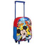 CERDÁ LIFE'S LITTLE MOMENTS Sac à Dos à Roulette Style Trolley Mickey Mouse - 22x10x29 cm - Cartable à Roulette en Polyester - avec Patins Antidérapants - Produit Original Conçu en Espagne