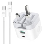 iPhone 16 Charger, iPhone Fast Charger Plug and Cable 6 Feet Long 25W Fast Charge for Apple iPhone 16/16 Plus/16 Pro/16 Pro Max/15/15 Plus/15 Pro/15 Pro Max,2M New Rapid C to C Charging Lead and Plug