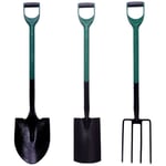 Monmobilierdesign - garden Lot d'outils de jardinage Pelle ronde + fourche à bêcher + bêche