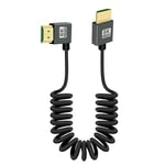 RIIEYOCA 8K 90 Degree HDMI to HDMI Coiled Cable, Right Angle Short 48Gbps High Speed HDMI2.1 Support HDR, 8K@60Hz, 4K@120Hz, Compatible with Camcorders, Monitors (Right)