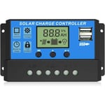 Groofoo - Contrôleur de Charge Solaire 10A, Contrôleur de Charge de Panneau Solaire 12V/24V, Écran lcd Ajustable Multifonctionnel avec Double Port