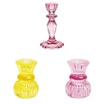 Beautiful & Decorative Glass Candlestick Holder Stand for candles & Tealight Holders, Ideal, Valentines, Christmas or Wedding Anniversary Present Pink and Yellow