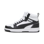 PUMA Mixte Rebound V6 Mid Jr Basket, White Black Shadow Gray, 36 EU