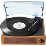 Platine vinyle 3 vitesses tourne-disque entrainement par courroie, haut-parleurs integres 3 w, cartouche magnetique, 33/45/78 tr/min Bluetooth Aux