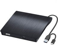 External CD DVD Drive, Type-C USB 3.0 Portable Cd/Dvd +/-Rw Drive Slim DVD/CD Bu