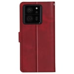 Case for Xiaomi 13T & 13T Pro, Card Holder, Video Stand, Vintage Series, Red