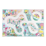 Janod Voiture Enfant-Thème Royaume Enchanté-Doux & Anti-dérapant-Motif Fantaisie-Tapis de Jeux Chambre Fille & Garçon-120 x 78cm-Lavable à la Main – A partir de 2 ans-J05920, J05920, Multicolore