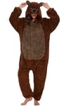 LATH.PIN Adulte Kigurumi Pyjama Unisexe Anime Animal Costume Cosplay Déguisement Combinaison Onesies Ensembles de Pyjama Panda Vêtements de Nuit Sleepwear (Peluche Ours Brun,M)