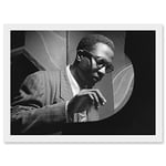 Artery8 Thelonious Monk Playing Black & White Jazz Legend A4 Artwork Framed Wall Art Print