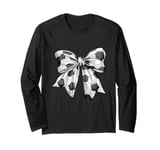 Cute Coquette Bow Soccer Ball Mom Life Game Day Soccer Lover Long Sleeve T-Shirt