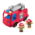 Fisher-Price Camion de pompiers musical Little People à pousser avec 2 figurines, pour les enfants à partir de 1 an, version multilingue, HYR88