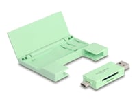 Delock Kortläsare Usb 5 Gbps Usb Type-C / Type-A För Sd- Och Micro Sd-Minneskort Med Praktiskt Minneskortsfodral