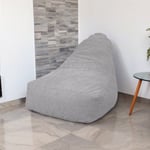 Pouf fauteuil XXL d'intérieur en tissu sherpa - 120x70x90 cm - Gris clair