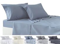 Todocama - Parure de draps 4 pièces - Drap Housse Ajustable - Drap Plat - Deux taies d'oreiller de 50 x 80 cm (lit 90-90 x 190/200 cm, Bleu grisâtre)