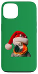 Coque pour iPhone 13 Perroquet gris avec bonnet de Père Noël pour amoureux des propriétaires d'oiseaux