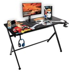 Konix One Piece Bureau Gaming 121 x 69 x 76 cm en Forme de Y - Plateau de Table en Bois et métal - Porte-gobelet - Support Casque - Motif Luffy