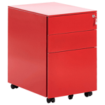 Casier de Bureau sur Roulette en Métal Rouge composé de Trois Tiroirs pour rang