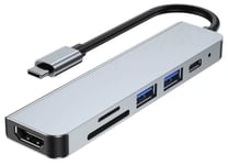 USB-C MacBook Pro hub 6in1 - Grå