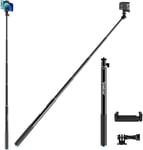 Perche à Selfie Extensible en Alliage d'aluminium de 178 cm,Monopode télescopique pour GoPro Fusion,GoPro Hero max/13/12/11/10/9/8/6/5/4,DJI Osmo Action 3 et Insta 360,téléphones Portables(Q401)