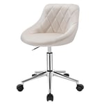 EUGAD 1 X Tabouret de Bureau Tabouret Roulant pivotant et réglable,Chaise de Bureau en Velours à roulettes, Crème Blanc 0172BGY