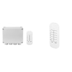 Smartwares Kit domotique sans fil pour appareils extérieurs Plug & Connect - Boîtier et télécommande - 3 canaux SH4-99652 Blanc & Télécommande SH4-90152 - 4 canaux - Portée champ libre 30 m