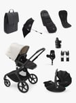Bugaboo Fox 5 Pushchair & Accessories with Maxi-Cosi Pebble 360 Pro i-Size Baby Car Seat and FamilyFix 360 Pro ISOFIX Base Bundle, Misty White/ Essent