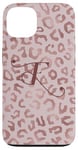 Coque pour iPhone 13 Letter F Initial Leopard Rose Pink Cheetah Monogram