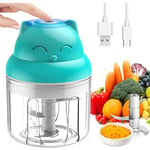 Mini Hachoir Électrique Multi Moulinette, 250ml Mixer Blender Avec Design Acier inoxydable 3 Lames, Presse Ail Hachoir, Petit Mixeur Utilisation