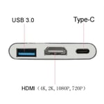 Typ C till 4K HDMI USB3.0 Laddare HUB Adapter USB-C 3.1 Konverterare för Macbook silver