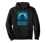 Vintage Bigfoot, Just A Boy Who Loves Bigfoot Boys Kids Pullover Hoodie