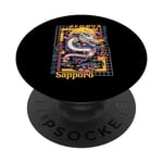 Sapporo City Synthwave Années 80 Dragon Asiatique Vaporwave PopSockets PopGrip Interchangeable