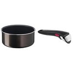 Tefal Ingenio Easy Plus Casserole 20 cm / 3 L, Empilable, Revêtement antiadhésif L1503002 & Ingenio Poignée amovible noire, Empilable, Amovible, Verrouillage sécurité 3 points