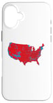 Coque pour iPhone 16 Plus Red Wave Carte des États-Unis dans l'élection présidentielle de 2024