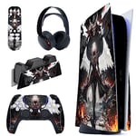 playvital Darkness Angel Full Set Skin Decal for PS5 Console Disc Edition, Sticker Vinyl Decal Cover for PS5 Controller & Charging Station & Headset & Media Remote