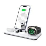 ECHO Station de Charge Aimantée sans Fil 3-en-1 - Chargeur Rapide Blanc Compatible avec Apple iPhone, Apple Watch et AirPods - Station de Recharge Universelle pour Appareils iOS