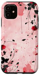 Coque pour iPhone 11 Rose minimaliste floral sanglant rouge sang éclaboussure Halloween