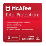 McAfee Total Protection 2024 | 3 Devices | Antivirus Internet Security Software | Unlimited VPN | 1 Year Subscription | Activation Code by email