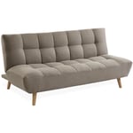 Sweeek - Canapé 3 places banquette clic clac. convertible. en tissu et pieds bois Polyester Beige