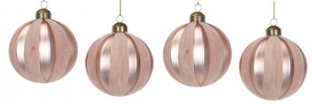 Julgranskulor glas rosa med sammet 4-pack