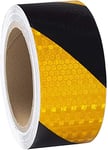 XFXIA Ruban réfléchissant jaune et noir 10 m x 5 cm - Ruban adhésif réfléchissant imperméable - Ruban d'avertissement de sécurité pour véhicules, voitures, remorques, extérieur